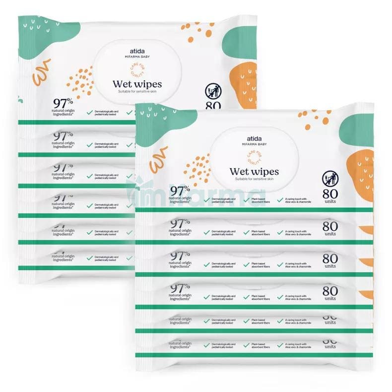 Toallitas Infantiles con Aloe Vera y Camomila Mifarma 80 Unidades x 12 Cajas