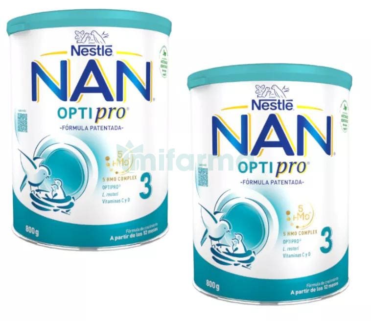 Pack Duplo Nestle Nan Optipro 3 Leche Crecimiento 800g 800g