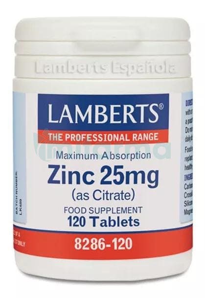 Lamberts Zinc 25 mg 120 Comprimidos