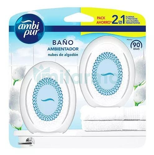 Ambi Pur Ambientador Bano Nubes de Algodon 2 uds