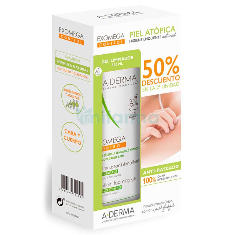 Pack Duplo A-Derma Exomega Gel Limpiador 500ml