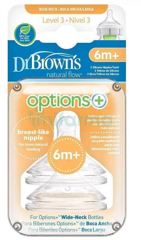 Tetina Boca Ancha Nivel 3 Options Dr Brown's 6m 2Uds