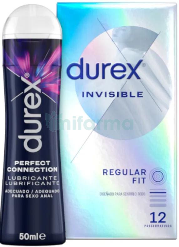 Durex Pack Preservativos Invisibles Extra Lubricado 12 uds Lubricante Perfect Connection 50 ml