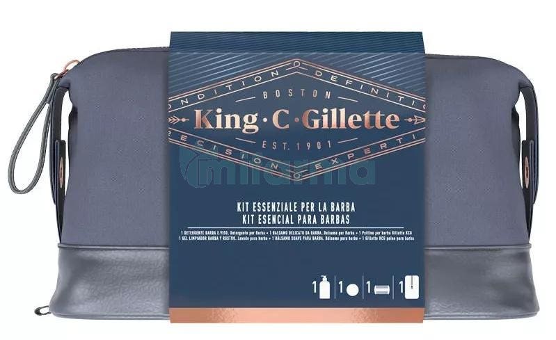 Gillette King Pack Gel Limpiador Balsamo Peine Barba Neceser