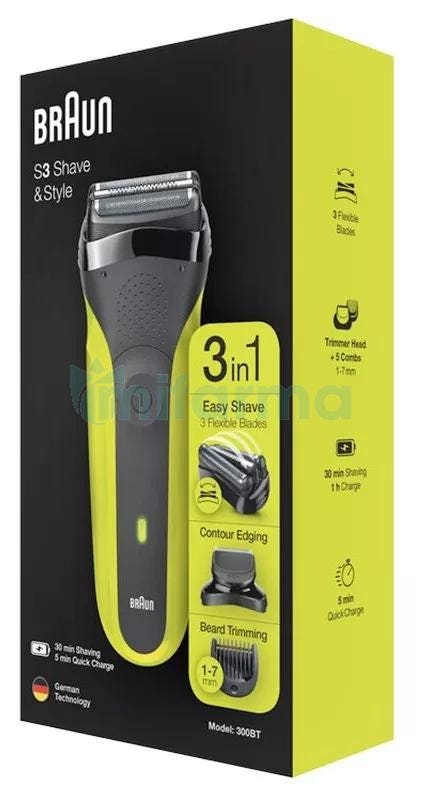 Braun 300BT Afeitadora Electrica Serie 3 ShaveStyle 3 en 1