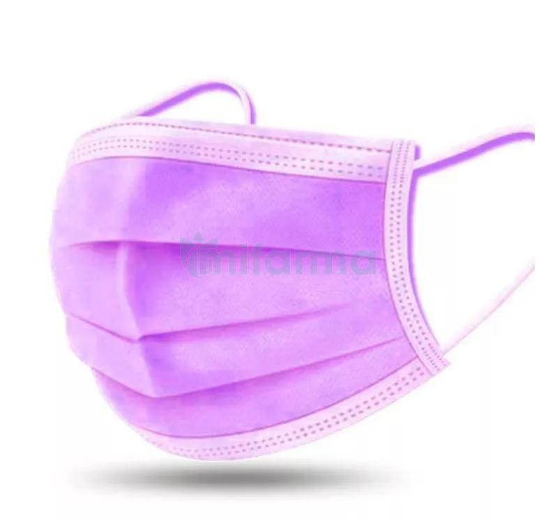 Mascarilla Desechable 3 Capas Color Morado 10Uds