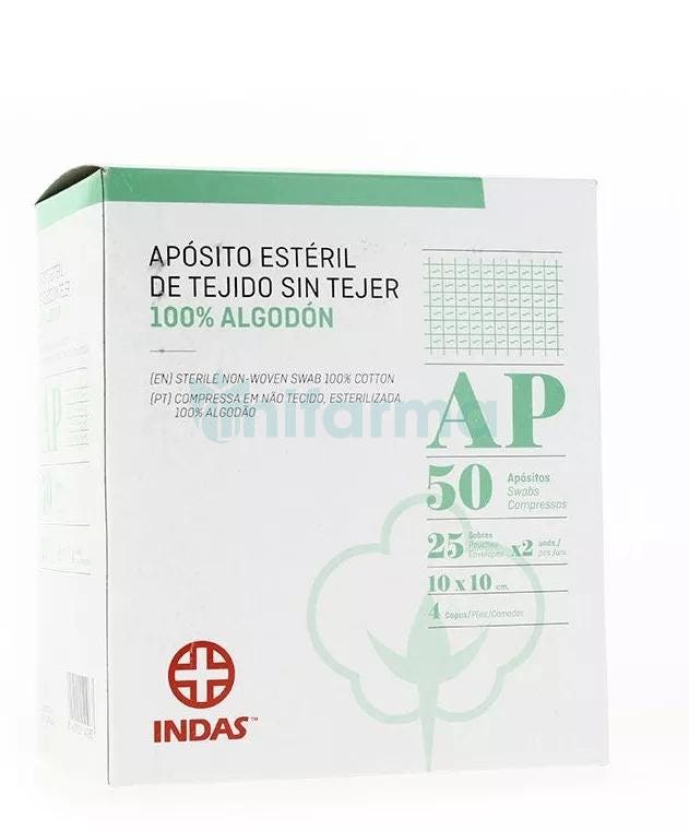 Aposito Esteril de Tejido sin Tejer Indas 10cm x 10cm 50uds