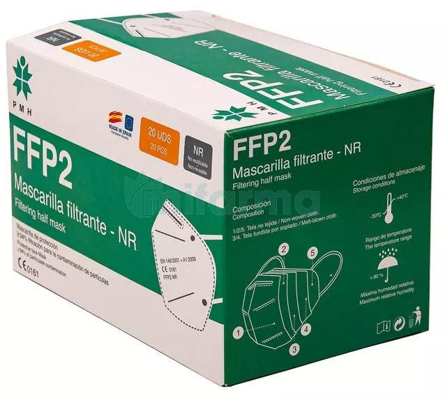 Mascarilla FFP2 NR Negra Stranfford 20 uds