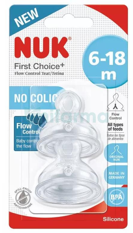 NUK Tetina Anticolico First Choice Talla 2L Silicona 6-18m 2uds