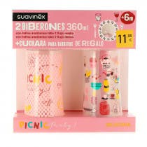 Pack Suavinex Biberon Talla M Biberon Talla L 260ml Cuchara Tarritos Rosa 6m