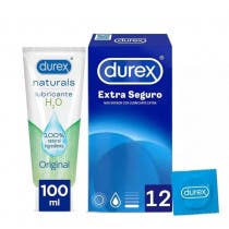 Durex Pack Preservativos Extra Seguros 12 uds Lubricante Naturals 100 ml