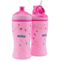 Nuby Set Taza Flip-It Preescolar 12m 360 ml Taza Pop-Up Flujo Libre 18m 360 ml Rosa